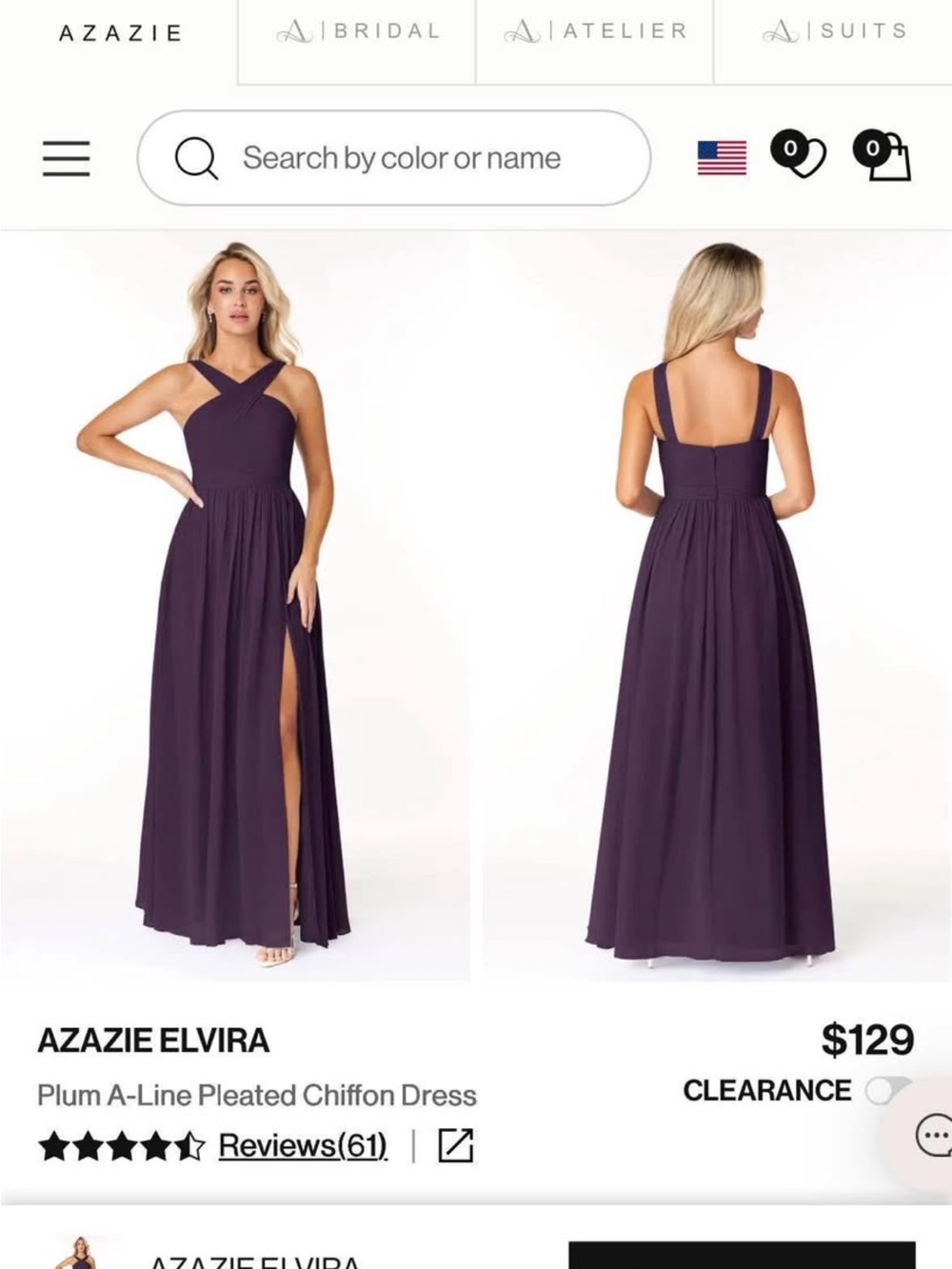 Azazie Elvira Plum Bridesmaid Dress